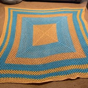 Handmade Granny Square Crochet Knit Afghan Colorful Blanket Throw 72x68